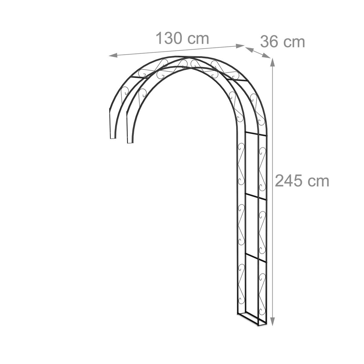 ROSENBOGEN - Schwarz, Metall (130/245/36cm) - Relaxdays