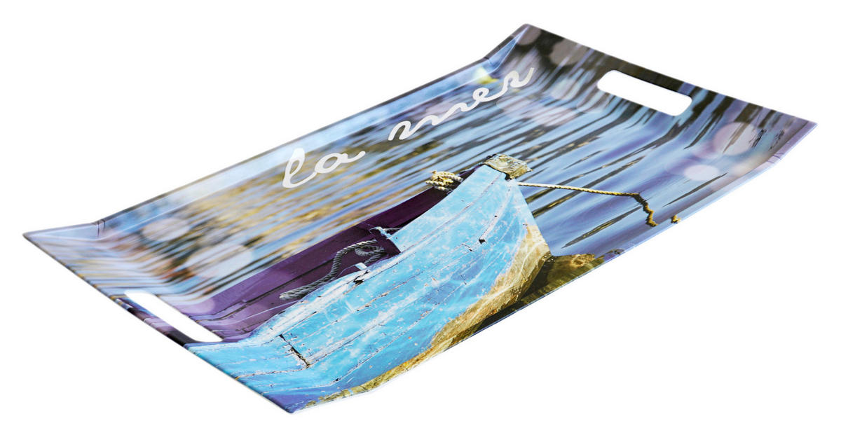 TABLETT Meer, rechteckige Serviertablett mit Griff 54x35 cm - Blau, Kunststoff (35/3/54cm) - Lashuma