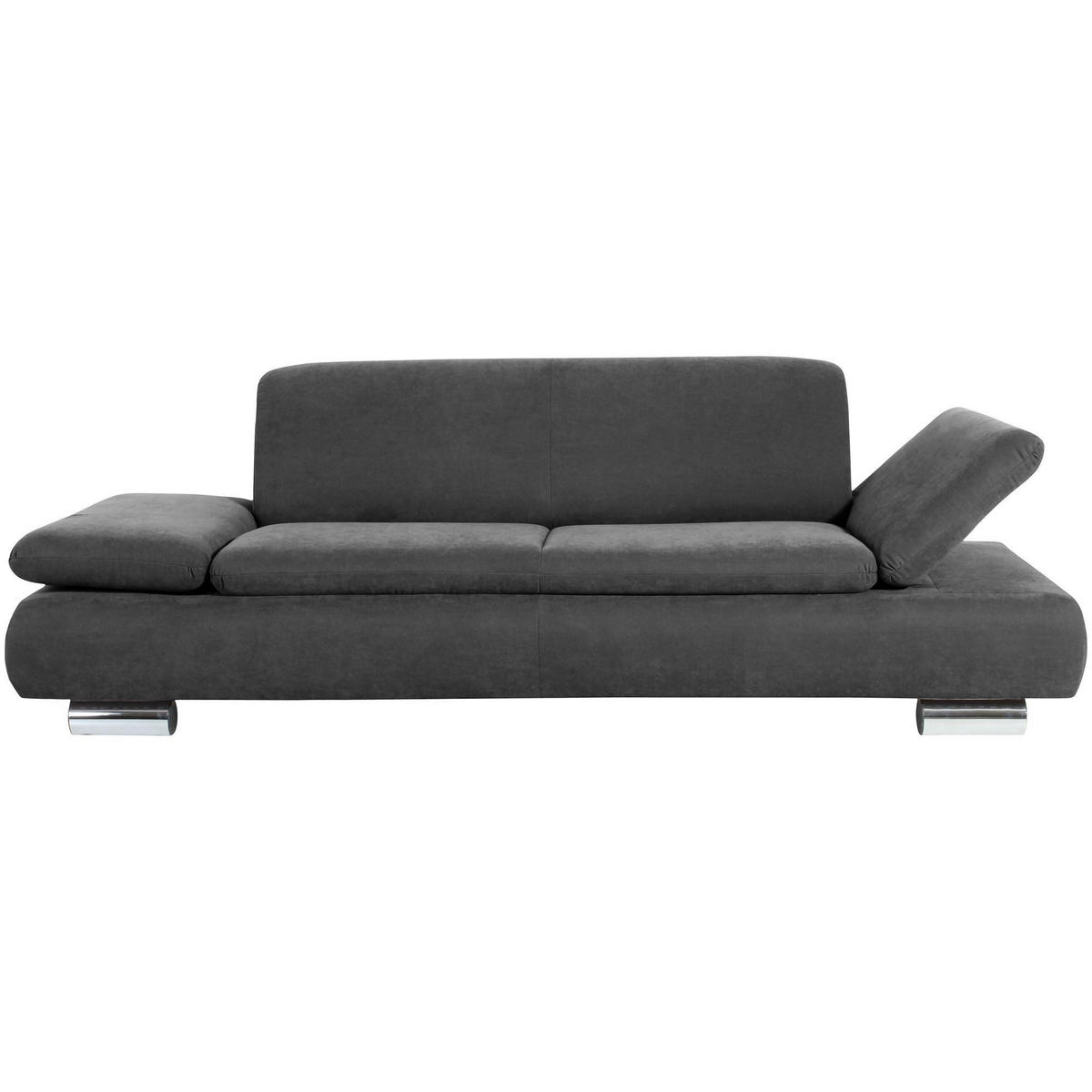 SOFA 2,5-Sitzer Kaye Bezug Veloursstoff Metallfuß verchromt / anthrazit - Anthrazit, Kunststoff (221/76/90cm) - 58aufmkessel