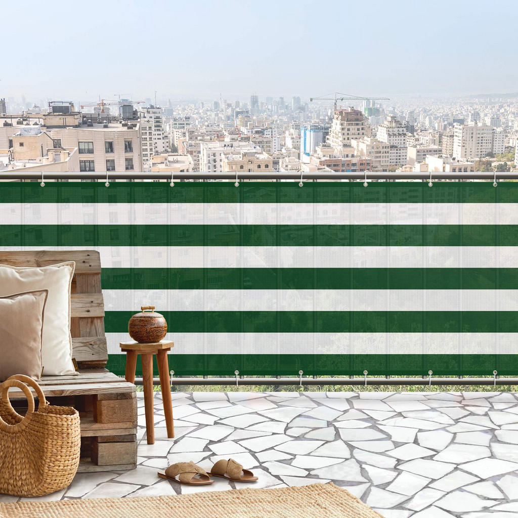 Thumbnail - Bilderwelten Balkon, Grün, Kunststoff, Gestreift, Rechteckig, 100x50 cm, Sonnen- & Sichtschutz, Sichtschutz Garten, Balk...