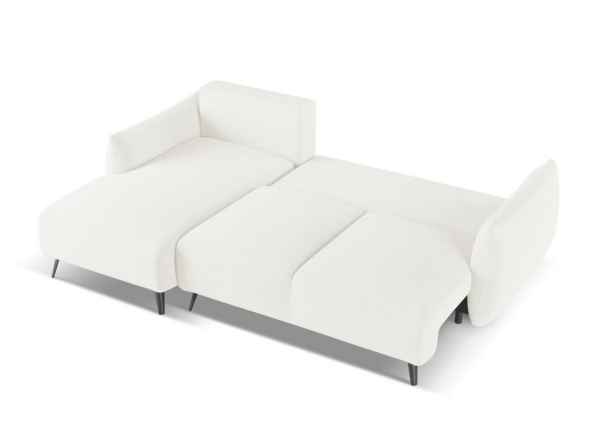 ECKSOFA mit Schlaffunktion Chenille Stoff Weiß - Schwarz/Weiß, Textil/Metall (162/242cm) - Makamii