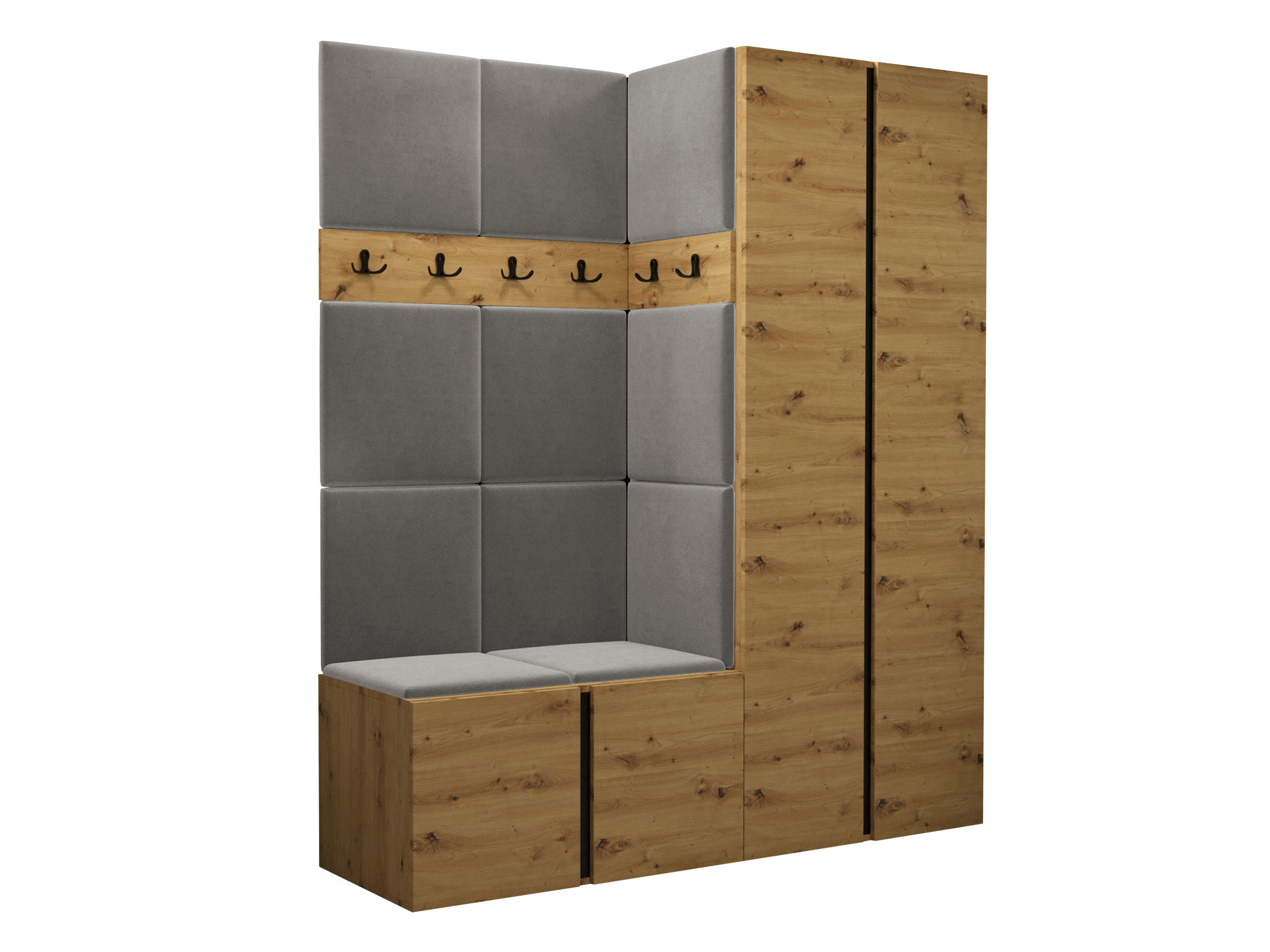 GARDEROBEN-SET Orion III - Eiche Artisan/Grau, Holzwerkstoff/Kunststoff (158/186/46cm) - MIRJAN24