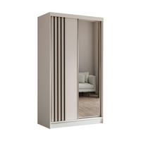 ŠATNÍ SKŘÍŇ S POSUVNÝMI DVEŘMI NELVIA, 120/216/61 cm 2dveřová se zrcadlem, bílá - bílá, kompozitní dřevo (120/216/61cm) - MASSENO