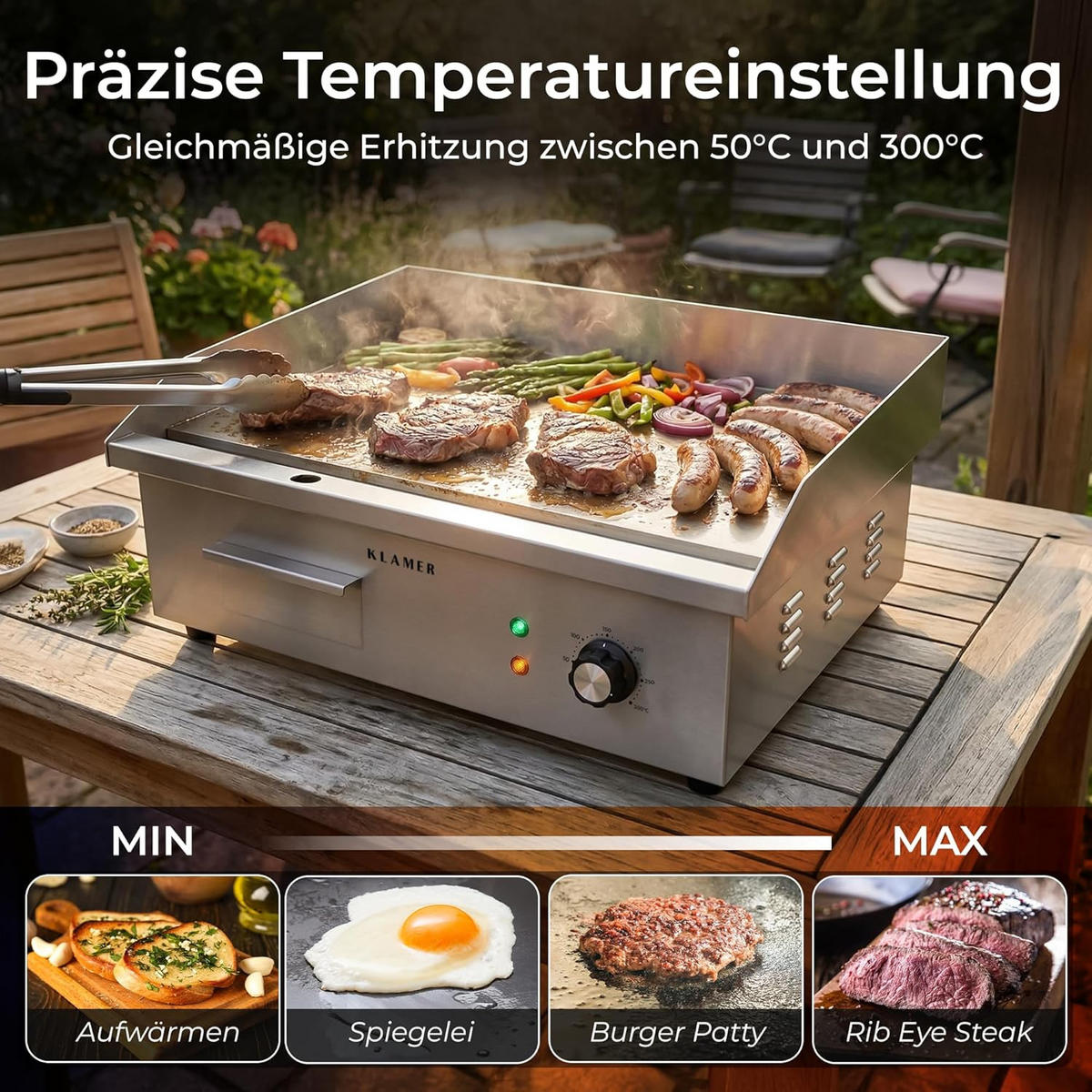 ELEKTROGRILL 3000W Edelstahl - Edelstahlfarben, Metall (43.5/23.5/55cm) - KLAMER