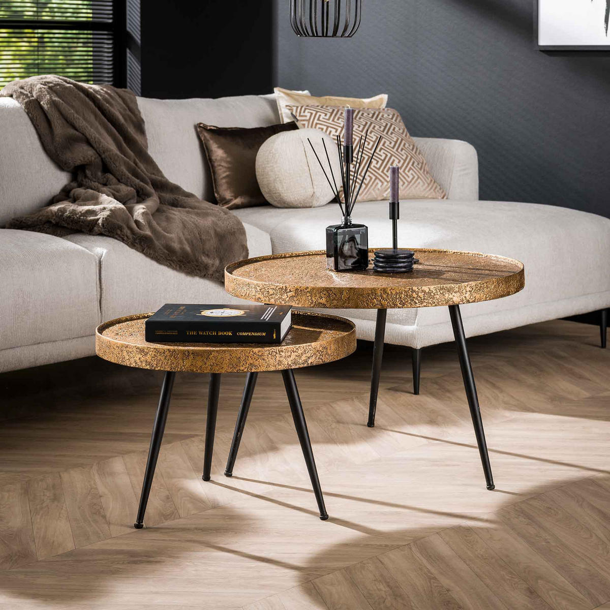 COUCHTISCH Metar Gold 74/74/50 cm 2er-Set - Goldfarben, Metall (74/74/50cm) - Hoyz Collection