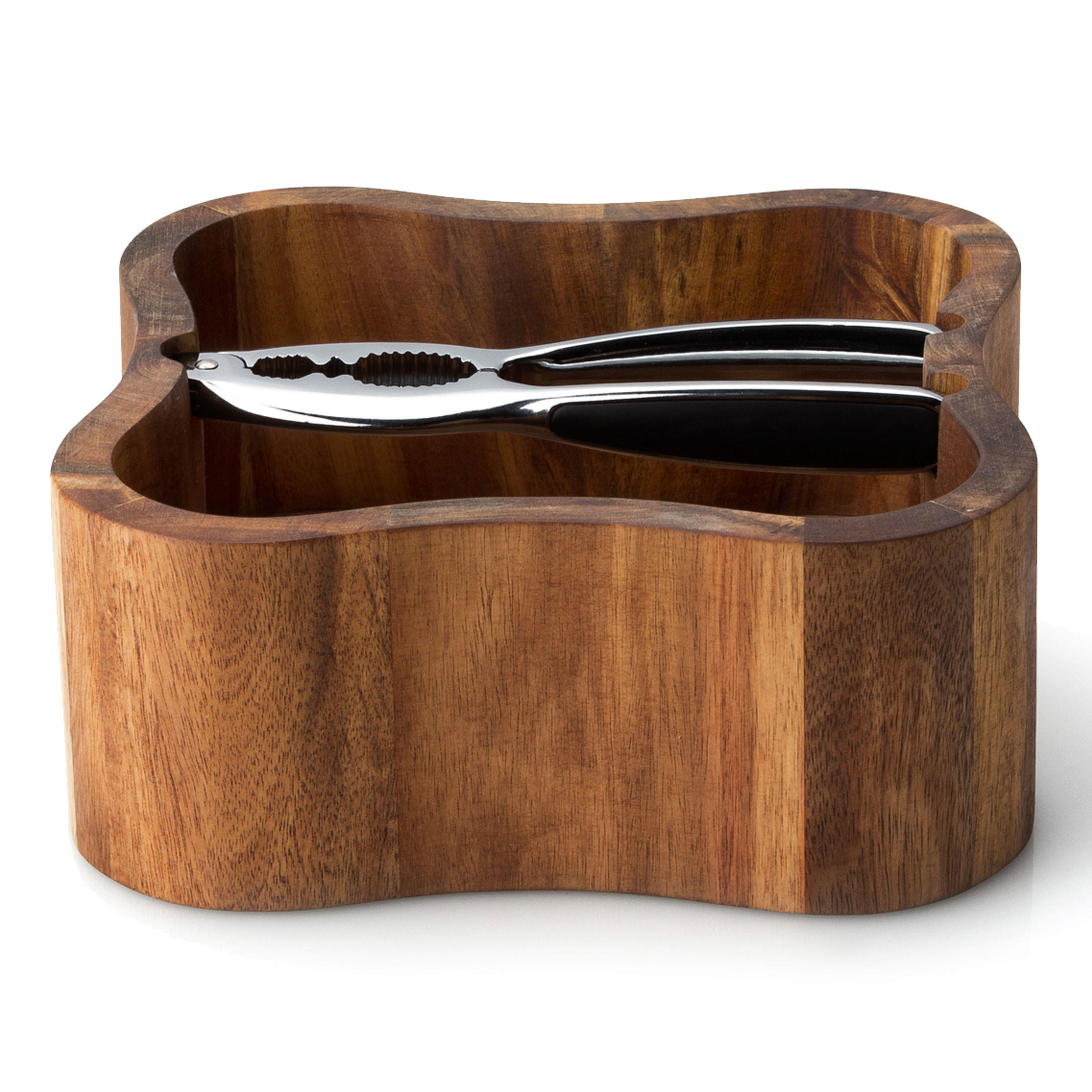 NUSSSCHALE mit Qualitätsknacker, Akazienholz, 24.5 x 24.5 cm - Braun, Holz (20/10/20cm) - Continenta