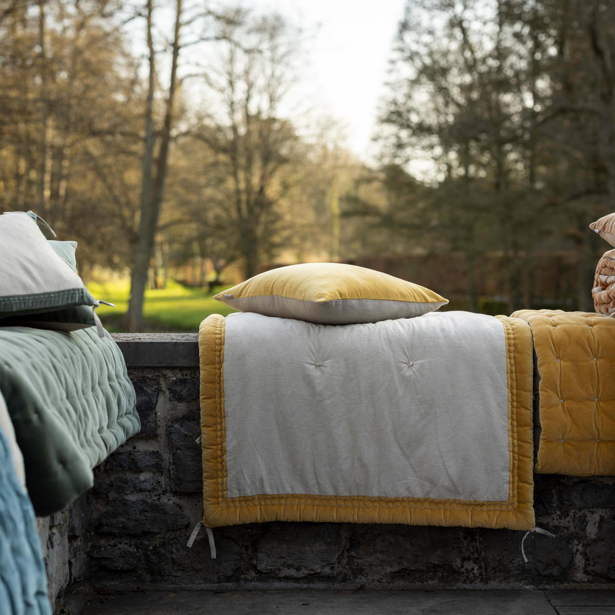 STEPPDECKE Elise Chambray maisgelb 80 x 180 cm - Gelb, Textil (80/180cm) - Vivaraise