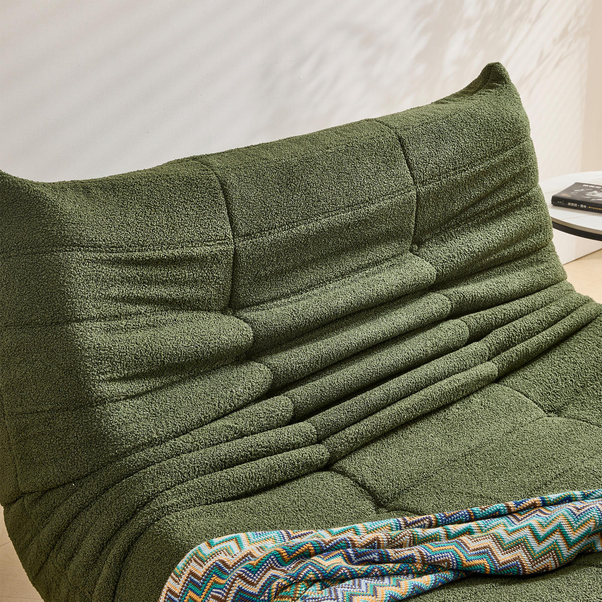 LOUNGESOFA 149/114/82 cm aus Teddyfell in Grün 2 Sitzer im skandinavischen Stil - Grün, Textil (120/82/149cm) - BEAOK