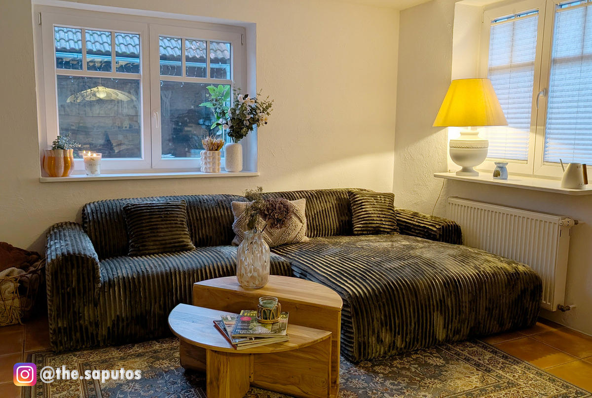 ECKSOFA mit Longchair - Cord - Schwarz/Grün, Kunststoff/Textil (284/178cm) - home24