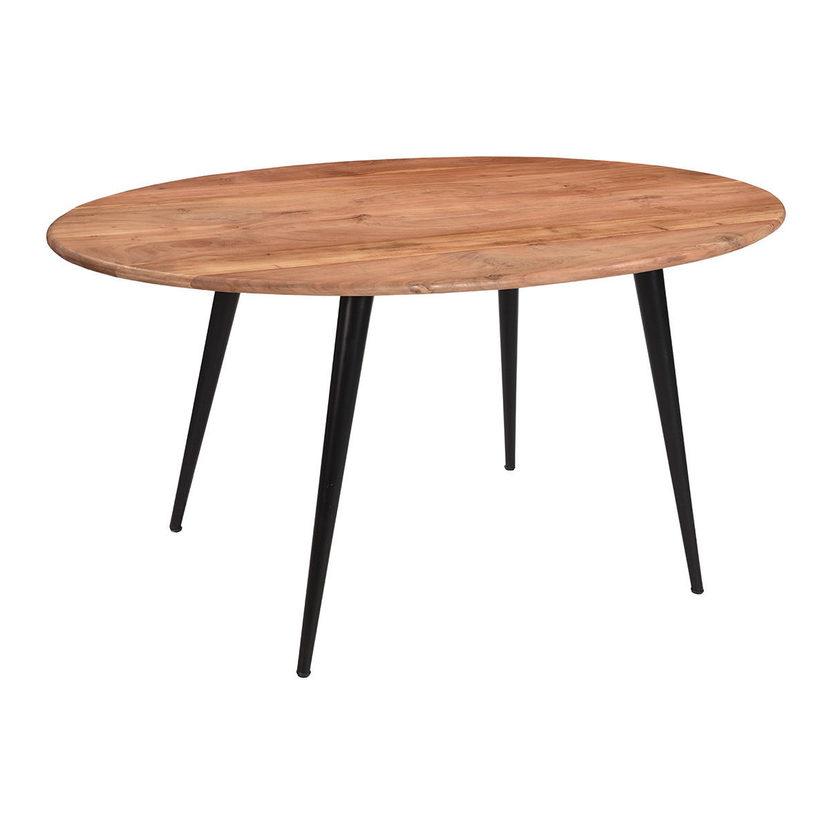ESSTISCH Oval Massives Akazienholz Metall B160 cm OBALI - Dunkelbraun, Holz (160/90/76cm) - Miliboo