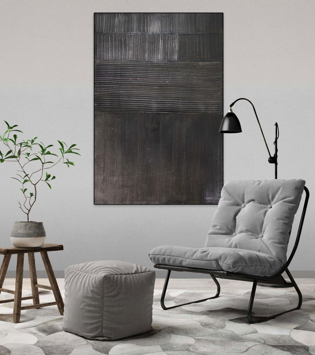 ÖLGEMÄLDE 80/120 cm - Schwarz, Holz/Textil (80/120cm) - KUNSTLOFT