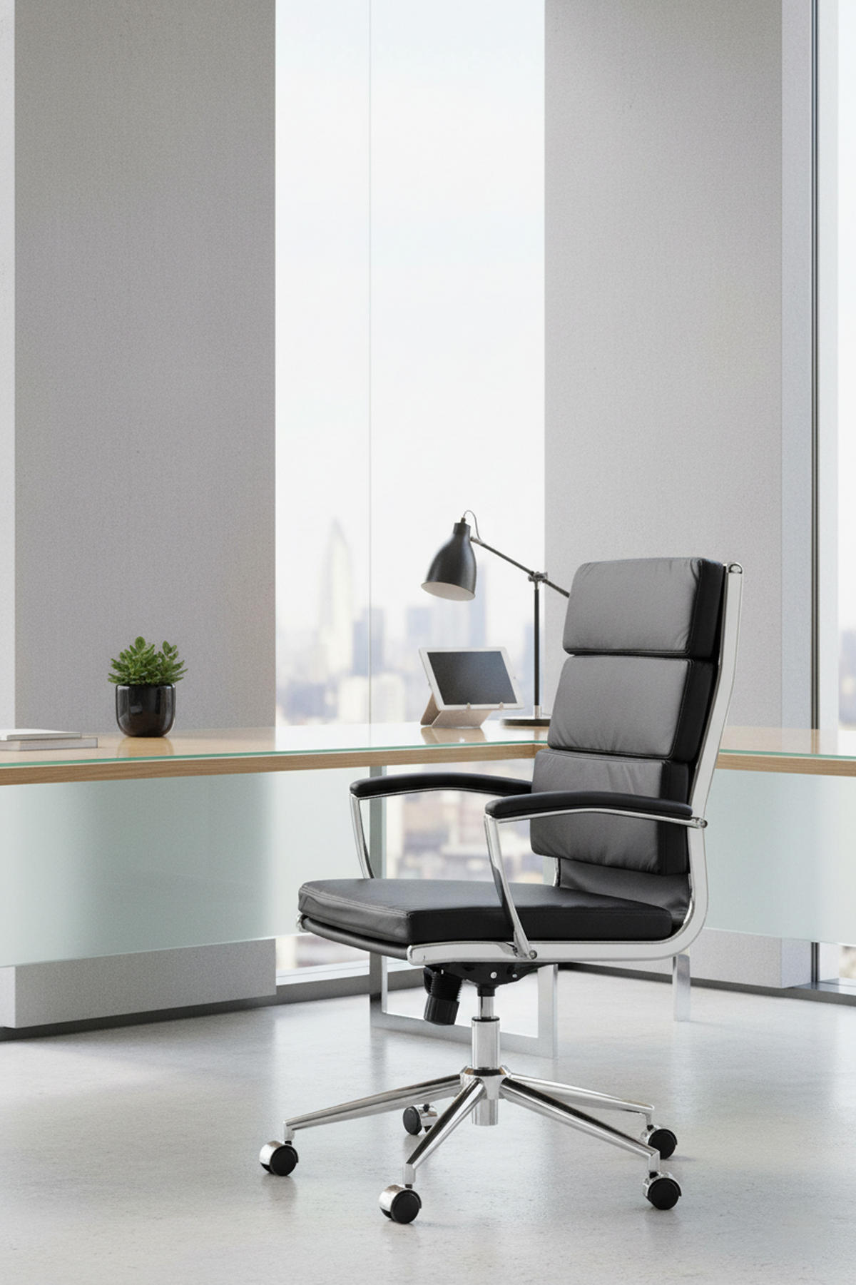 BÜROSTUHL Cyron Kunstleder schwarz - Chromfarben/Schwarz, Metall (61/115/65cm) - TPFLiving