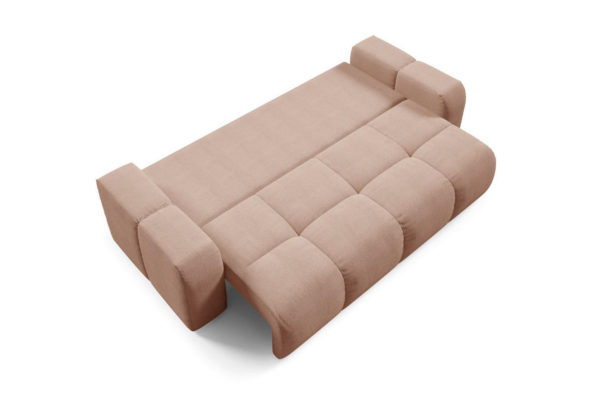 BETTSOFA DUCA Orange Jersey- Stoff mit Schlaffunktion - Orange, Holz (259/90/99cm) - MASSENO