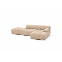 ECKSOFA L-Form Modular Mit Hocker, Veloursstoff Salvador, Beige, Rechts, Selia - Beige, Holz (285/160cm) - Kaiser Möbel