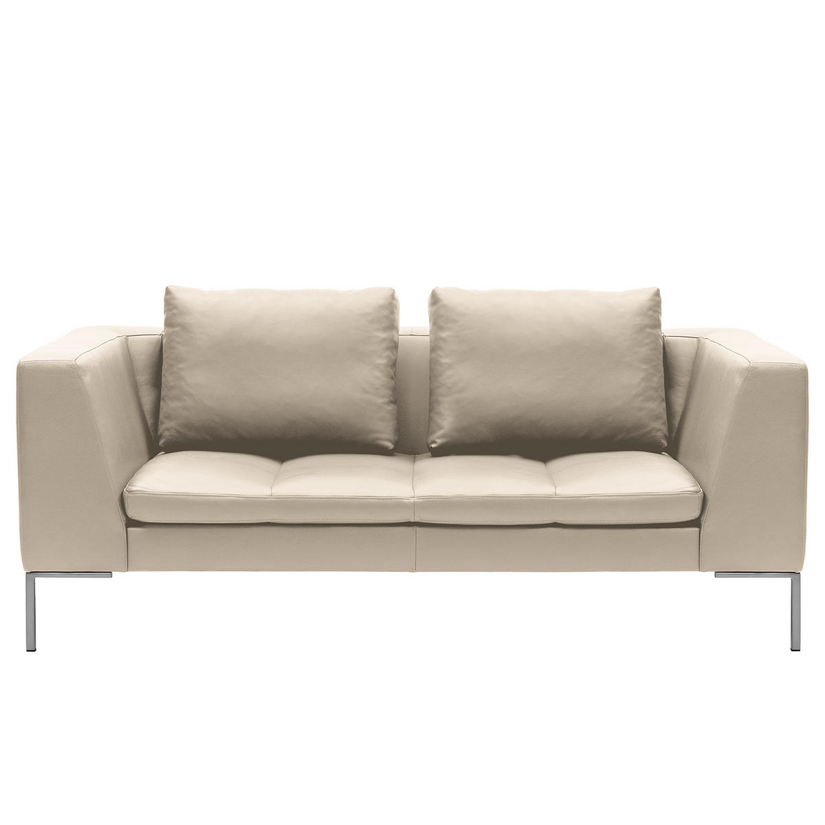 2-SITZER - Chromfarben/Creme, Leder/Metall (174/81/105cm) - home24