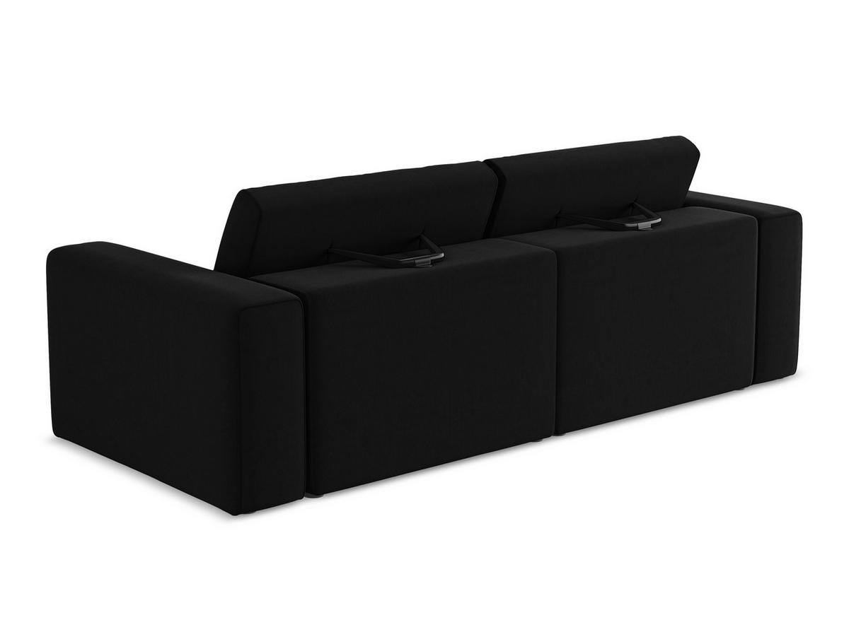 3-SITZER SOFA Samt Stoff Schwarz - Schwarz/Grau, Kunststoff/Textil (224/80/103cm) - Makamii