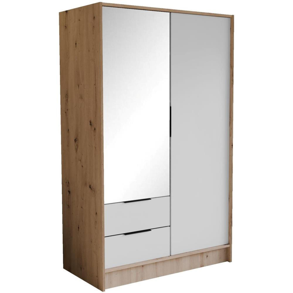 DREHTÜRENSCHRANK Niko 100/51/200 cm eiche artisan+weiß - Schwarz/Eiche Artisan, Holzwerkstoff (100/200/51cm) - Beautysofa