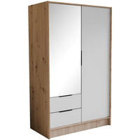 DREHTÜRENSCHRANK Niko 100/51/200 cm eiche artisan+weiß - Schwarz/Eiche Artisan, Holzwerkstoff (100/200/51cm) - Beautysofa