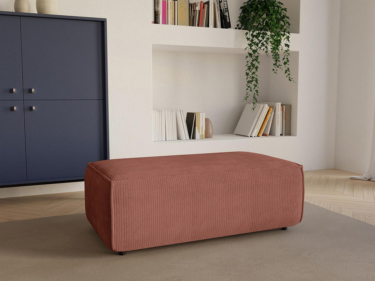SITZHOCKER - 1 Person - samt - rosa Amelia - Pink, Textil (102/42/69cm) - Vente-Unique