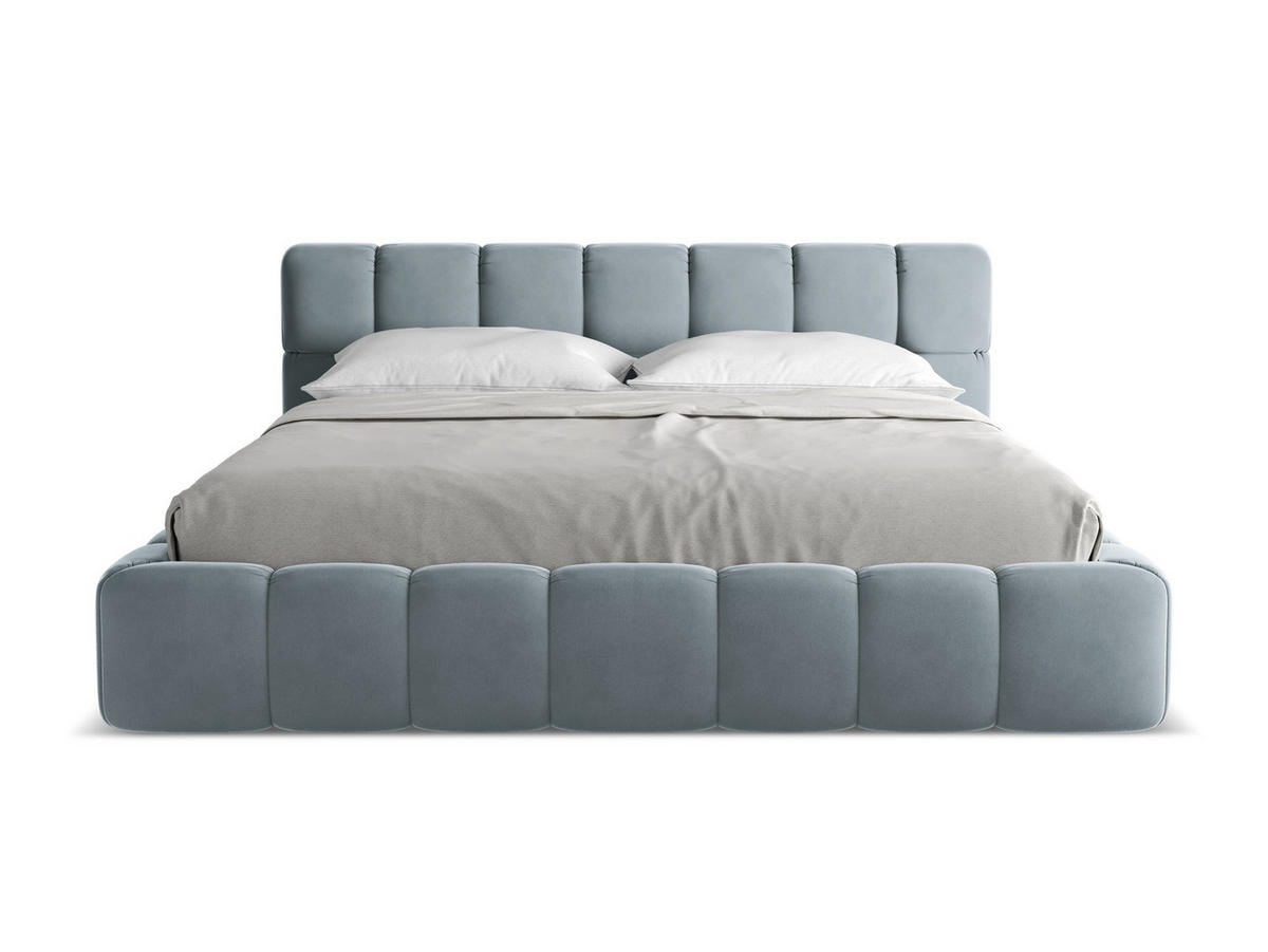 POLSTERBETT mit Bettkasten und Lattenrost 200x228 Blau - Blau/Schwarz, Kunststoff/Textil (180/200cm) - Makamii