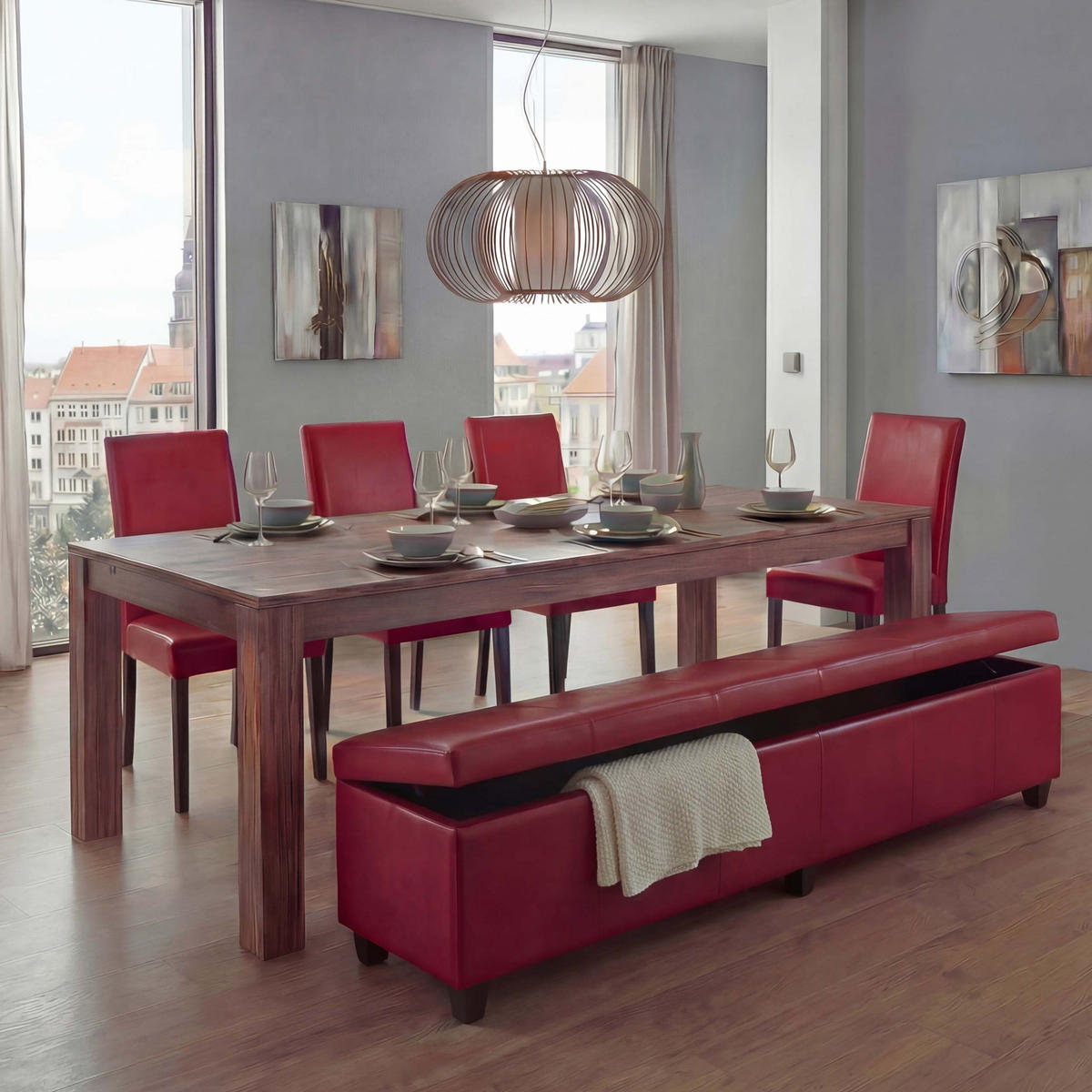 GARNITUR XXL Rot 5-teilig-Set - Rot, Textil (48/90/56cm) - MCW