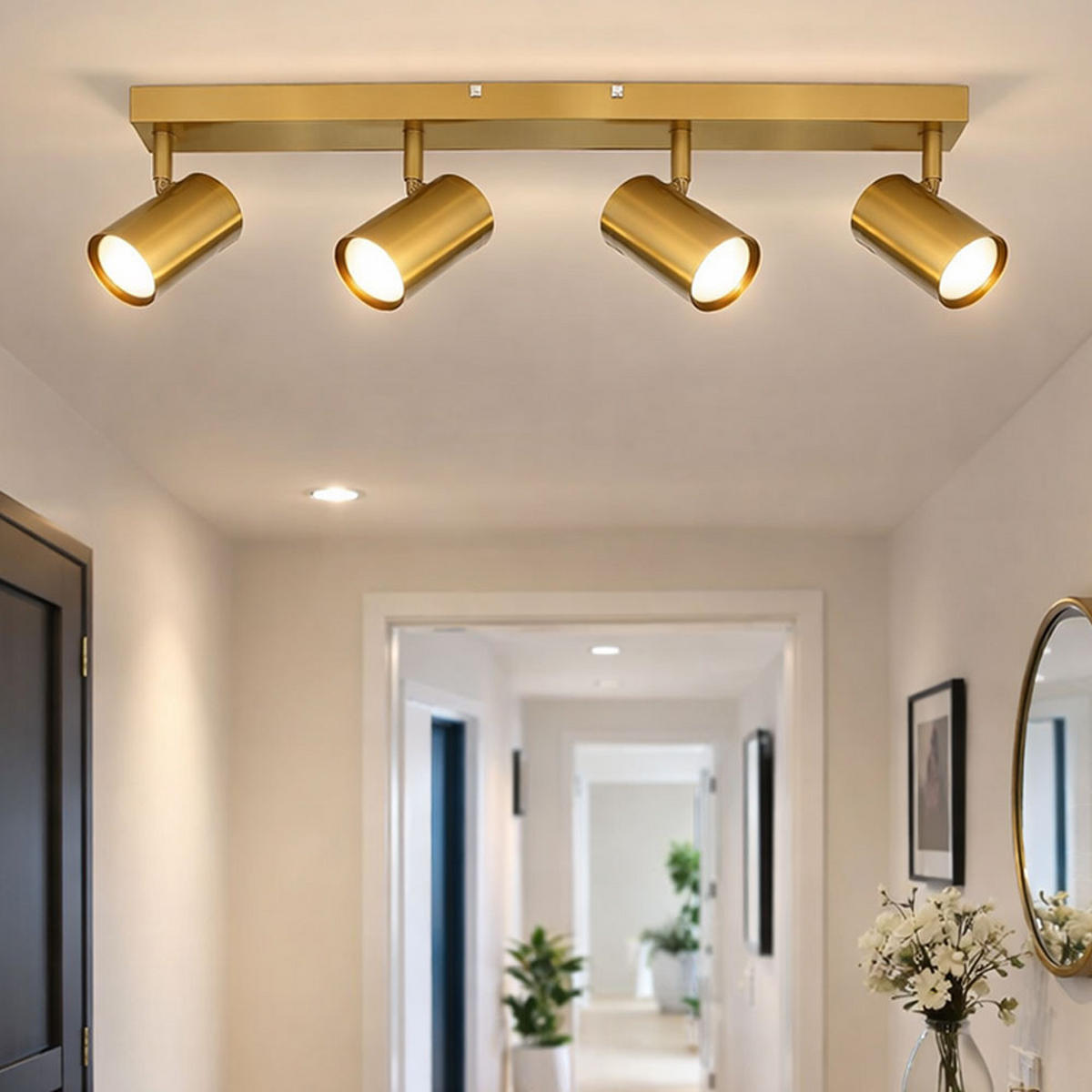 LED DECKENLEUCHTE Robby Gold gebürstet - Goldfarben, Metall (56/6/13cm) - Globo Lighting