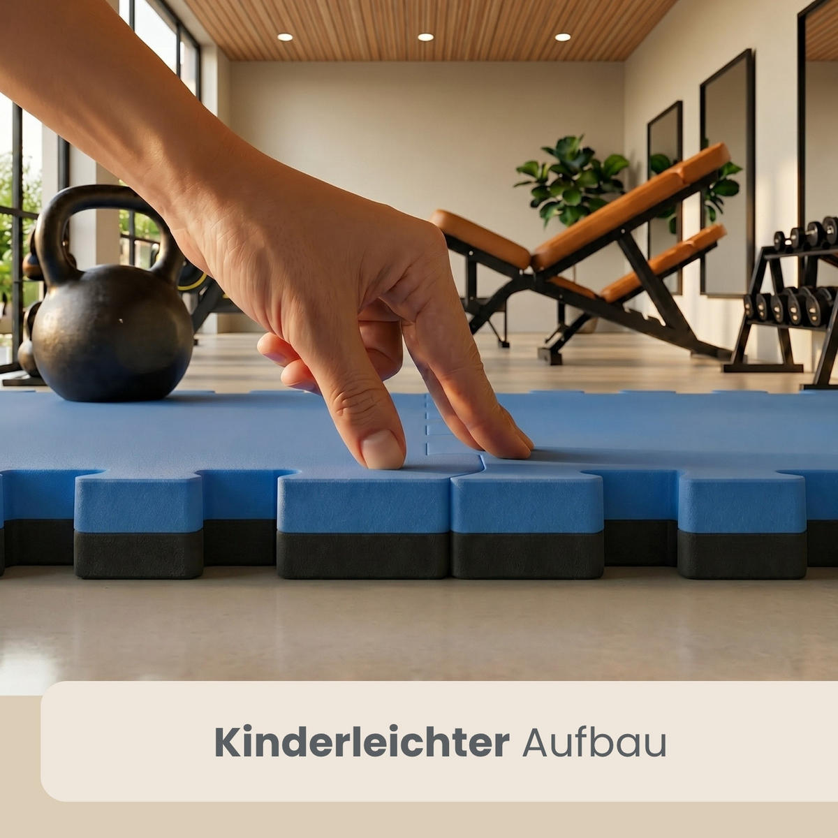 BODENSCHUTZMATTE 90x90x4 cm, Blau Schwarz, 2er Set - Blau, Kunststoff (90/90/4cm) - eyepower