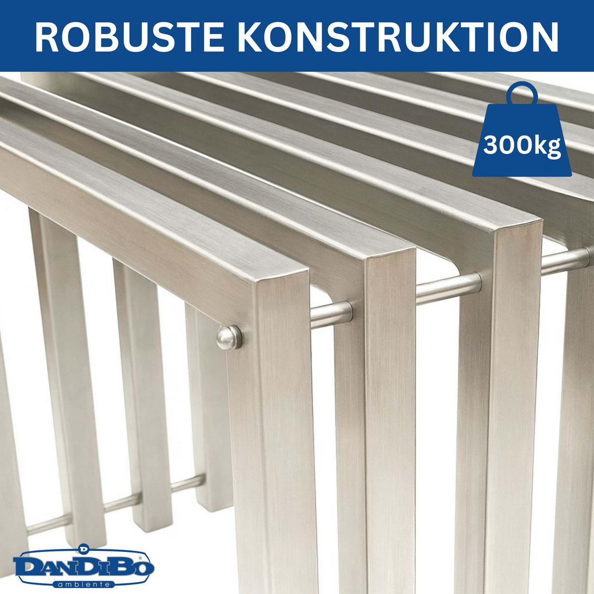 SITZHOCKER Edelstahl Modern 60 cm Sitzbank - Silberfarben, Metall (60/43.5/37cm) - DanDiBo