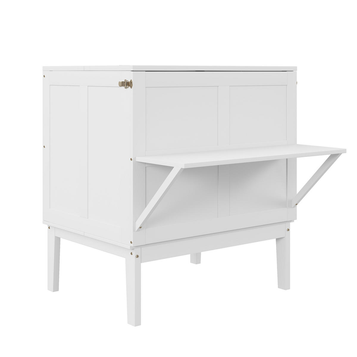 KREVET 90/200 cm sklopivi zidni krevet s letvičastim podnicama i prostorom za pohranu, Bijela - bijela, drvni materijal (90/200cm) - Redom