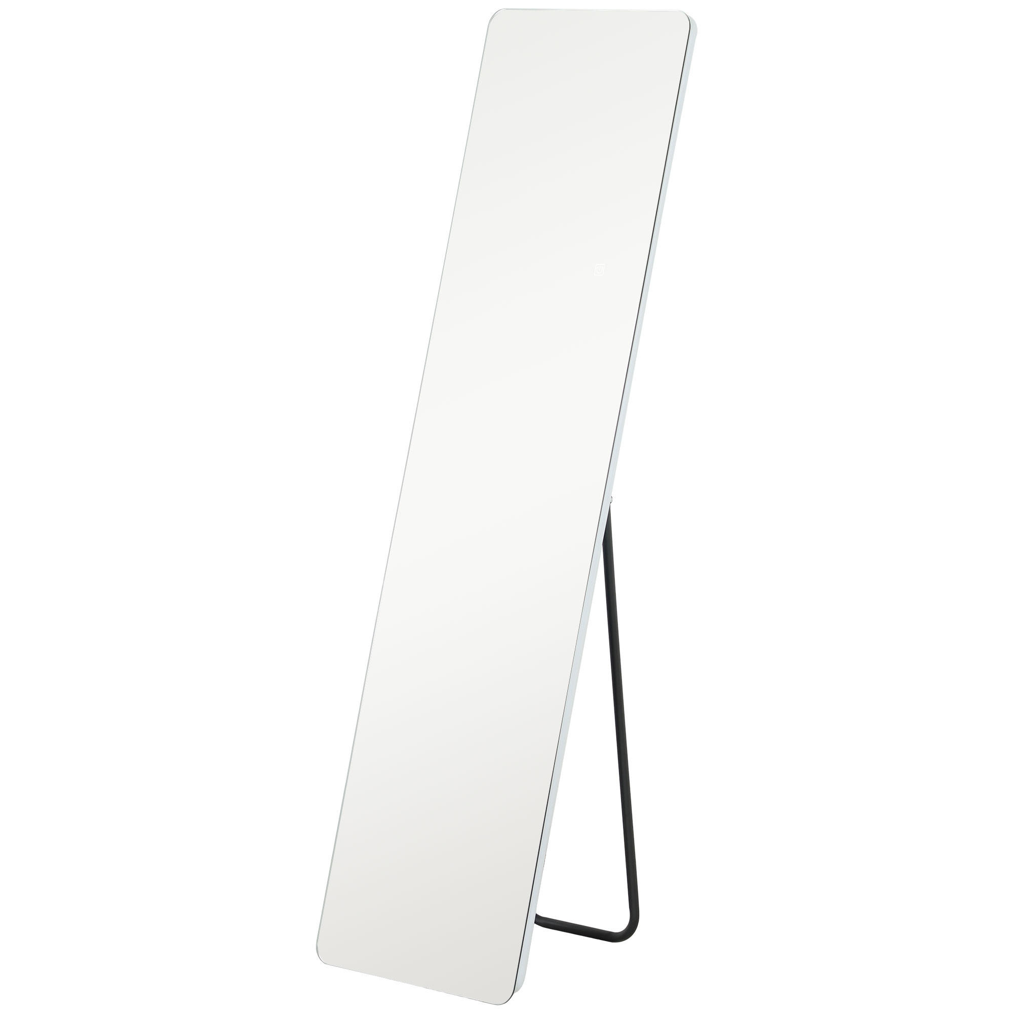GANZKÖRPERSPIEGEL, 150 x 40 cm Standspiegel mit LED-Beleuchtung, Transparent - Transparent, Metall (3/150/40cm) - HOMCOM