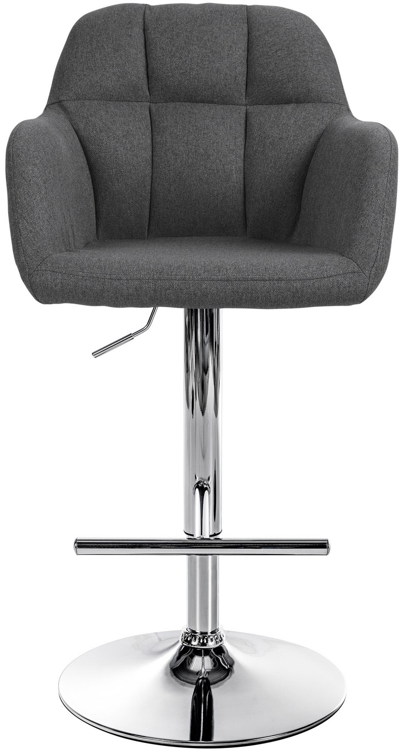 BARHOCKER Nardo Stoff chrom dunkelgrau - Chromfarben/Dunkelgrau, Textil/Metall (57/118/59cm) - TPFLiving