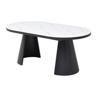 ESSTISCH ausziehbar - 6 bis 10 Personen - MDF & Metall - Marmor-Optik Weiß & Schwarz - KORIZEA - Schwarz/Weiß, Holz (240/100/76cm) - Vente-Unique