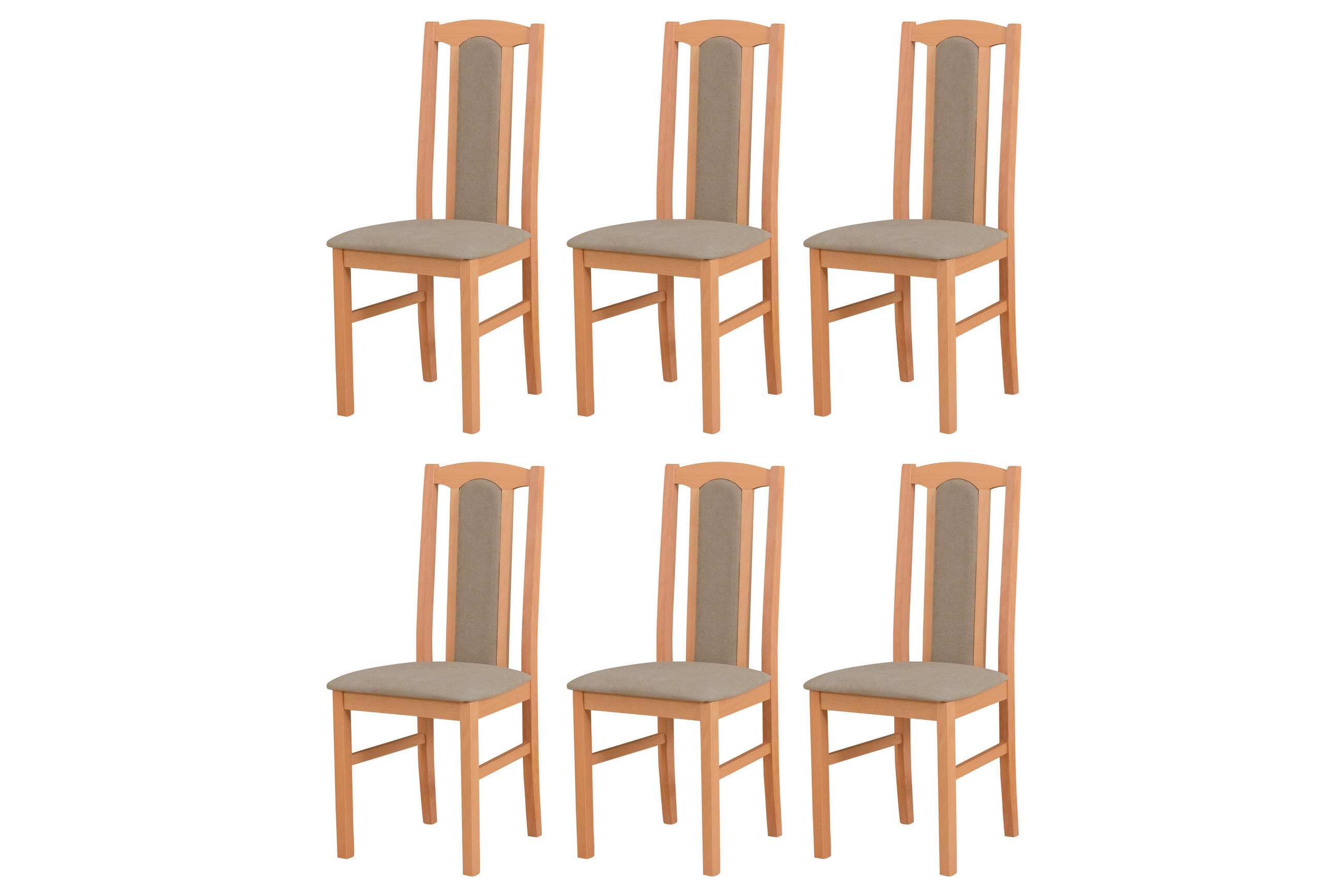 ESSZIMMERSTUHL - 6er-Set Bos 7 buche soro 23 - Beige/Buchefarben, Holz (43/95/40cm) - Leaf Design