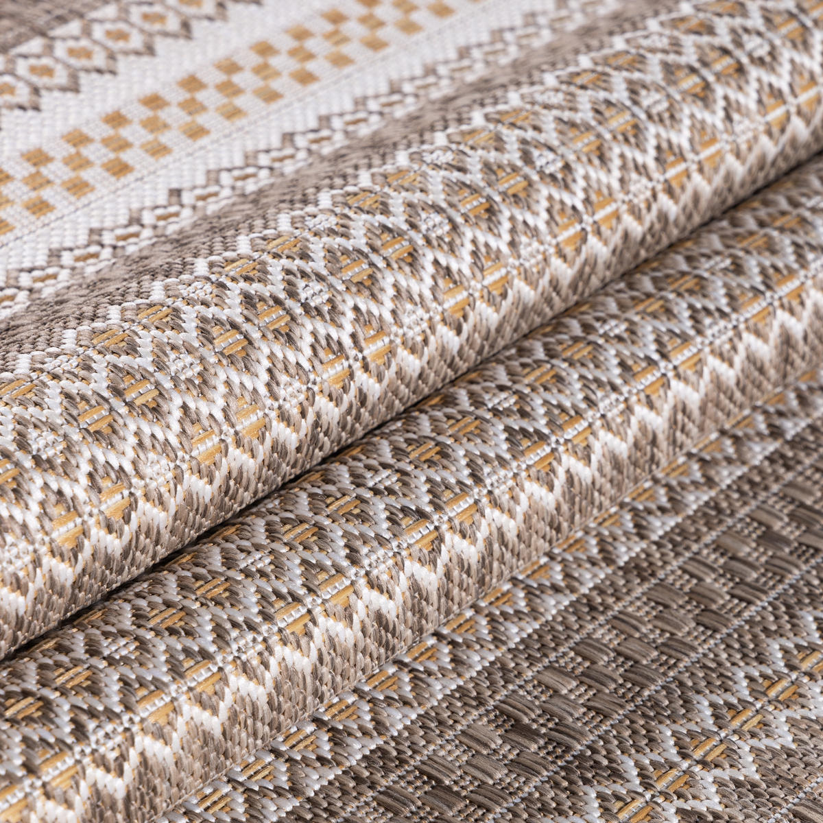 TEPPICH Outdoor Flachgewebe Vintage-Look Polypropylen Balkon Beige Läufer 80x150 - Beige, Textil (80/150cm) - KADIMA DESIGN