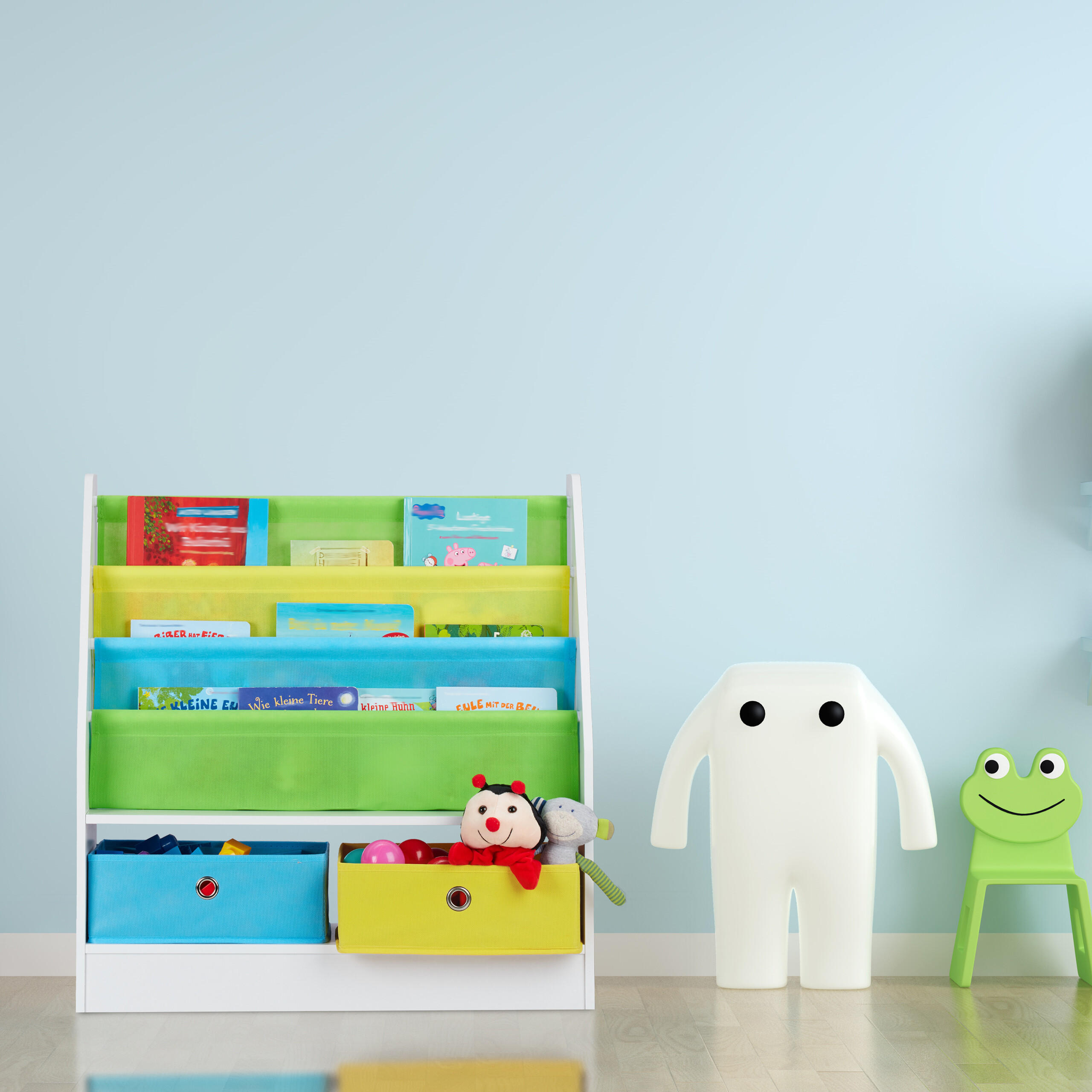 KINDERREGAL - Multicolor, Holzwerkstoff/Kunststoff (71/74/23cm) - Relaxdays