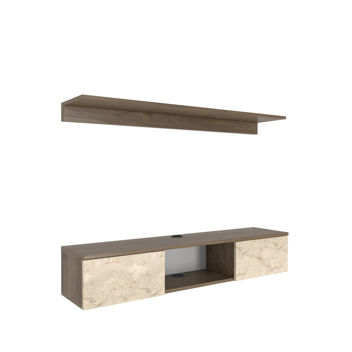 TV-ELEMENT Elia Walnußbraun Travertein - Walnussfarben, Holzwerkstoff (140/25.6/32cm) - Decorotika