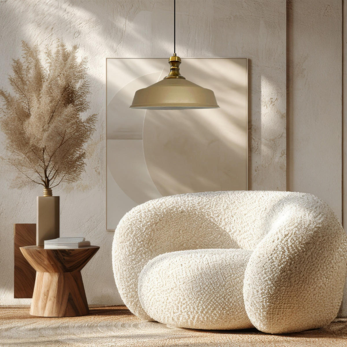 PENDELLEUCHTE Asletl 40/30 cm - Beige, Metall (30/40/27cm) - Bamyum