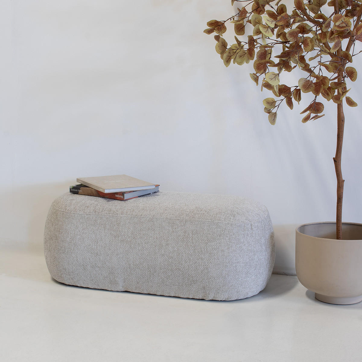 POUF aus Stoff 100x50x38cm, beige - Beige, Textil (100/38/50cm) - Giga Meubel