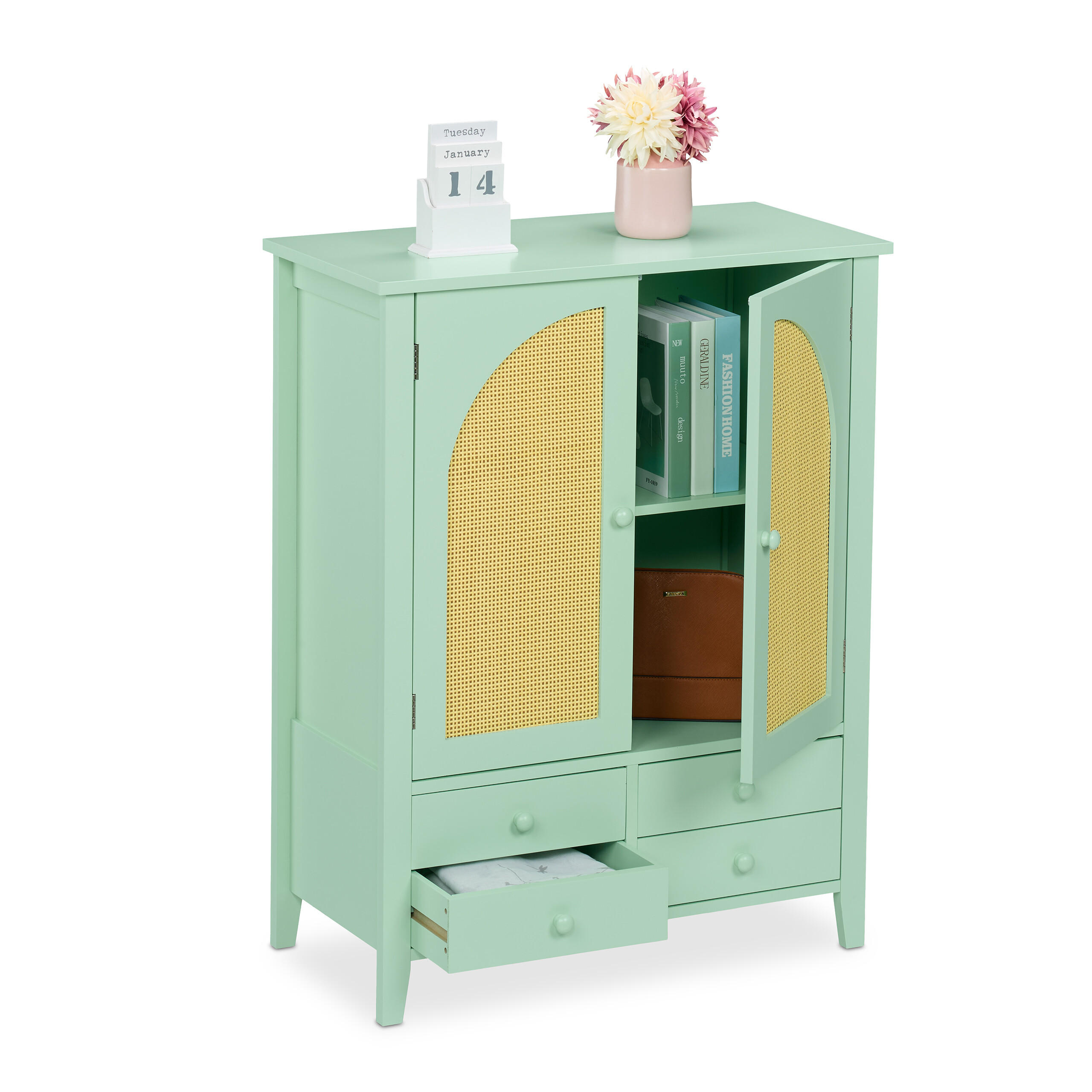 SIDEBOARD - Türkis, Holzwerkstoff/Kunststoff (70/90/34cm) - Relaxdays
