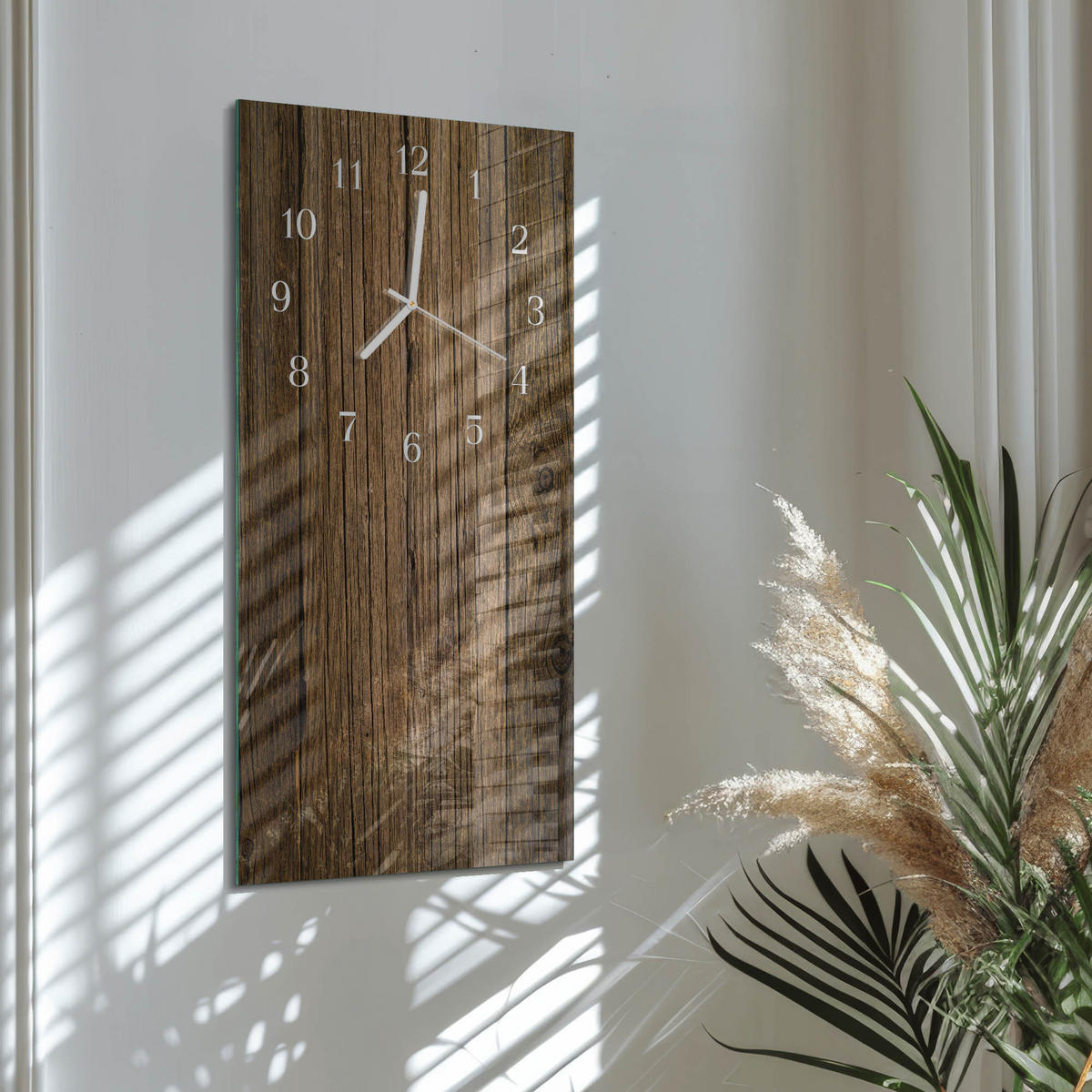 WANDUHR 30x60 cm - Kaffeebohnen - Braun, Glas (30/60/0.4cm) - TULUP