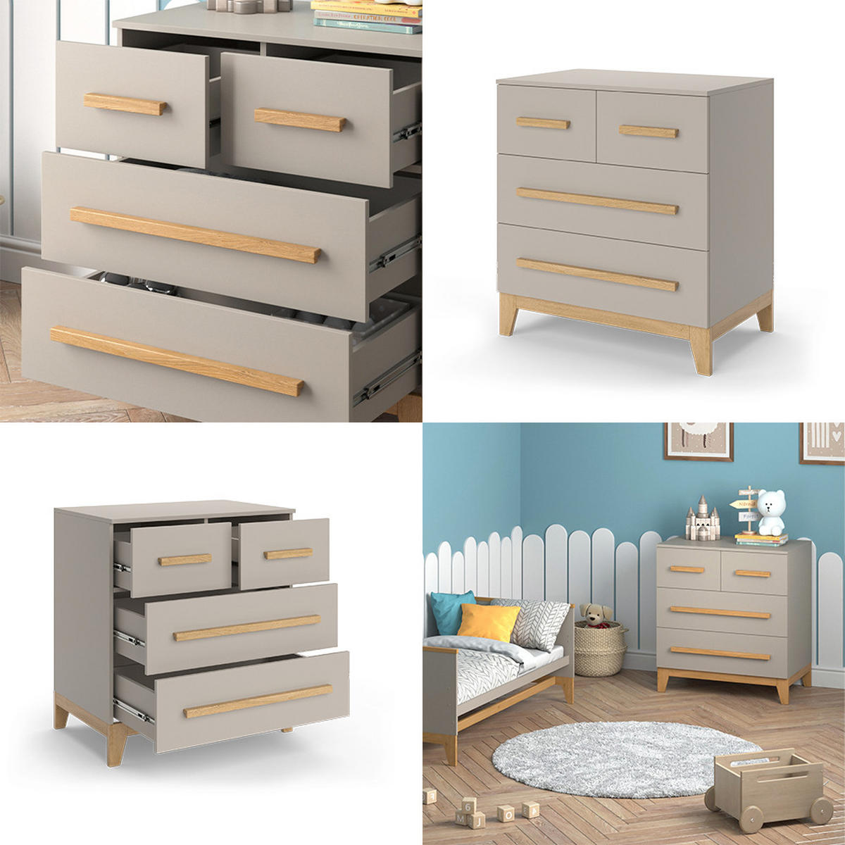 KOMMODE Malia Cashmere-Eiche 80 x 88 cm mit 4 Schubladen - Kaschmir, Holzwerkstoff (80/88/53.4cm) - VitaliSpa