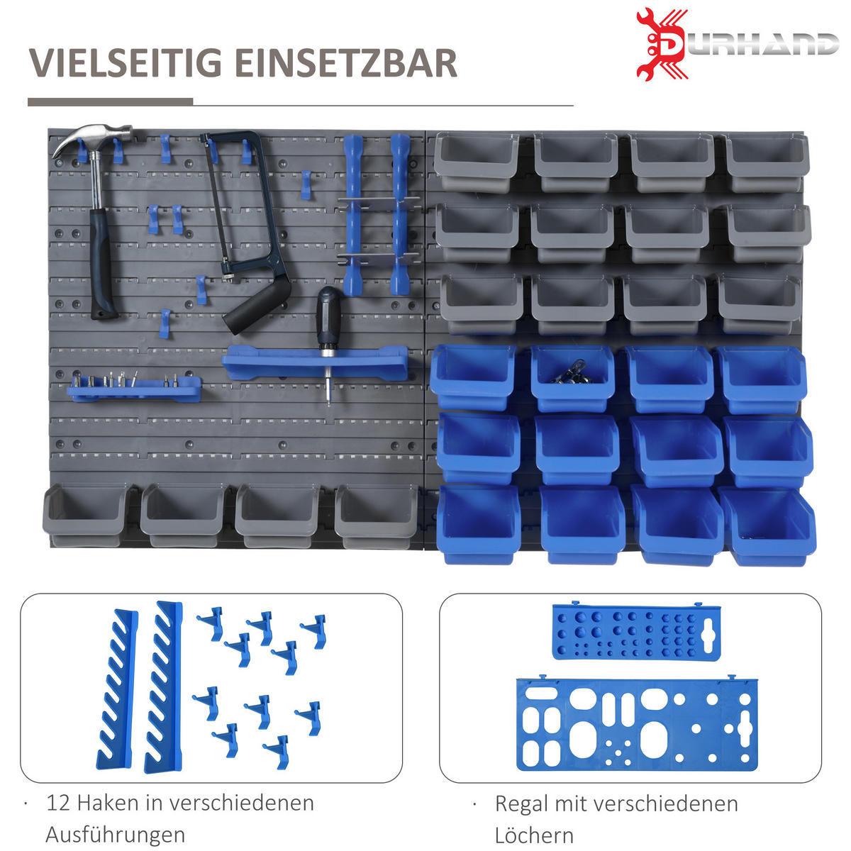 WANDREGAL, Werkzeughalter, PP, Blau - Blau, Kunststoff (22/95/54cm) - DURHAND