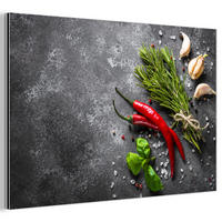 METALLBILD Pfeffer - Kräuter - Gewürze - Beton 90x60 cm - Dunkelgrau, Metall (90/60cm) - MuchoWow