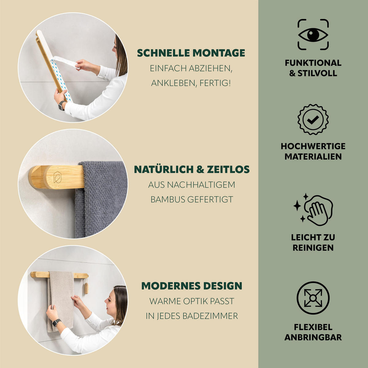 HANDTUCHHALTER, Bambus - Braun, Holz (62/4/5cm) - eluno