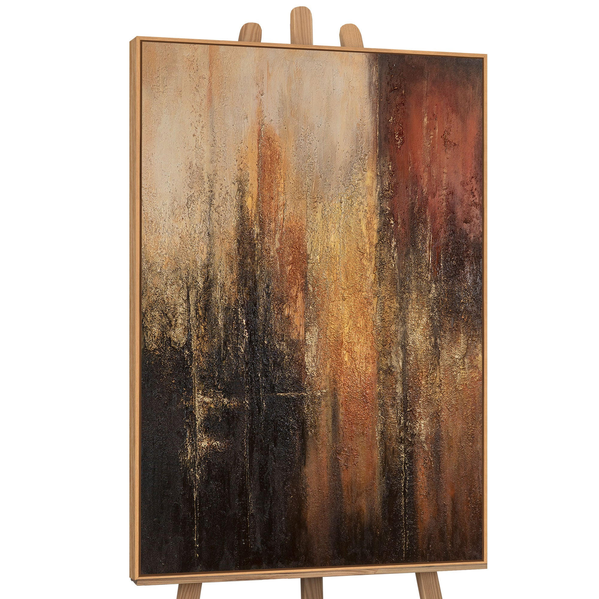 GEMÄLDE Vertikalen der Zeit Schattenfugenrahmen Eichefarben 140x100 cm - Eichefarben, Holz (140/100cm) - YS-art gallery