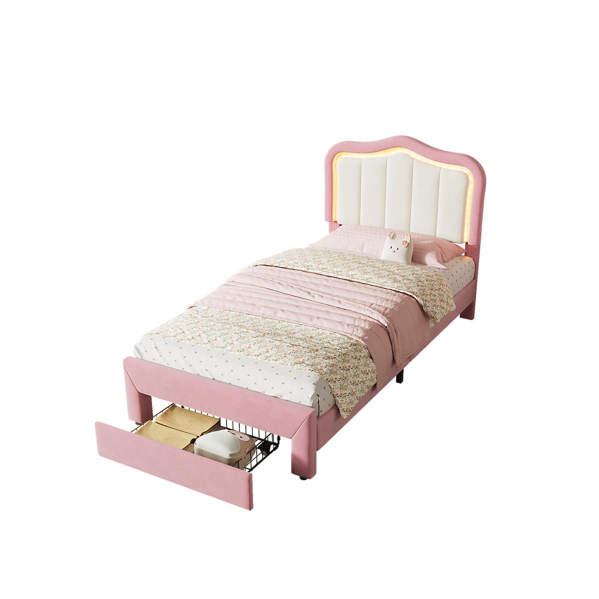 KINDERBETT 90/200 cm Rosa - Pink, Textil