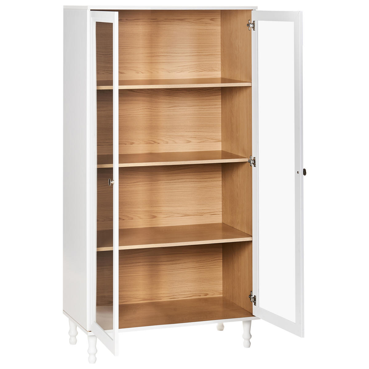 VITRÍNA se skleněnými dveřmi 80 cm Bílá Tingledale - bílá, kompozitní dřevo (80/151/40cm) - Beliani