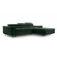 ECKSOFA L Form Arborio Dunkelgrün 280/203/90 cm Rechts mit Schlaffunktion - Dunkelgrün/Schwarz, Textil/Metall (280/203cm) - AX Living