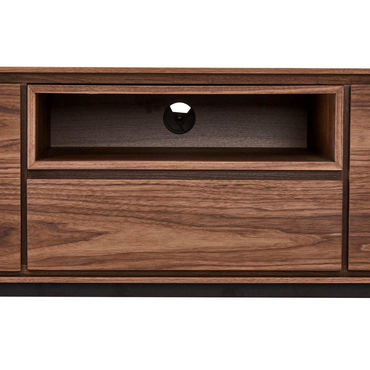 TV-ELEMENT Amerikanisches Walnussfurnier - Schwarz/Braun, Holz/Metall (160/50/45cm) - Furnhouse