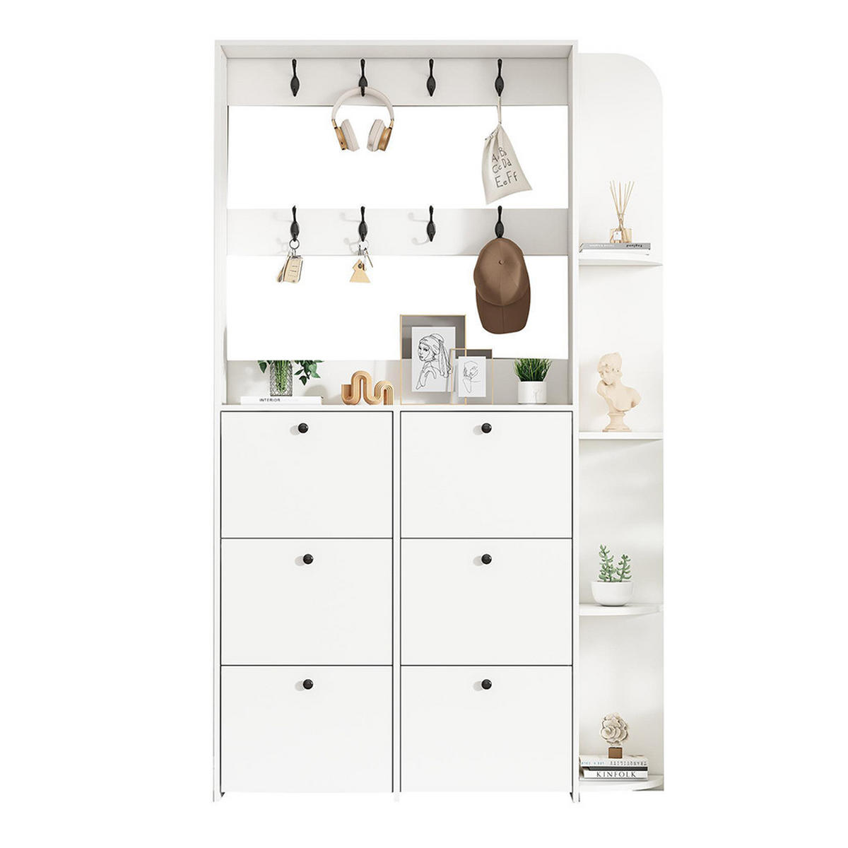 GARDEROBE in 120 x 24 x 200 cm,3-in-1 multifunktionaler Schuhschrank,Weiß - Weiß, Holzwerkstoff (24/200/120cm) - KOMHTOM